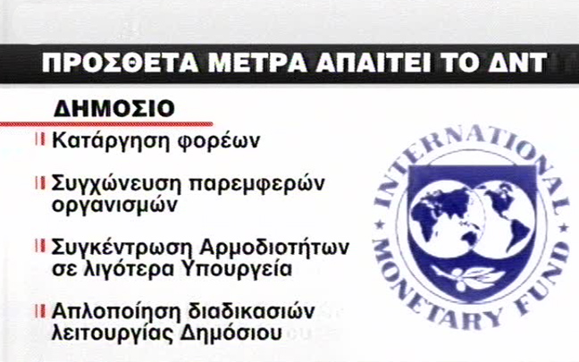 Πρόσθετα μέτρα ζητά το ΔΝΤ