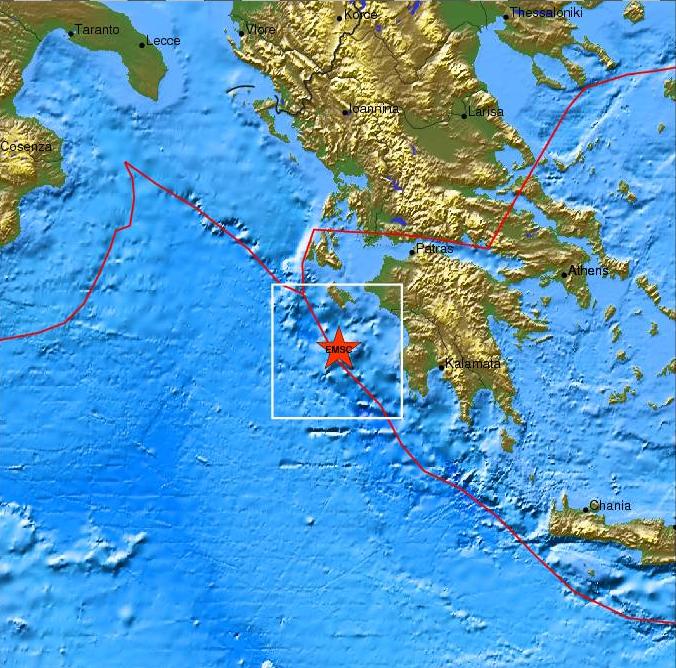 Σεισμός 3,4 Ρίχτερ νότια της Ζακύνθου