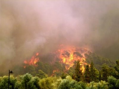 Μεγάλη πυρκαγιά στη Μάνδρα Αττικής
