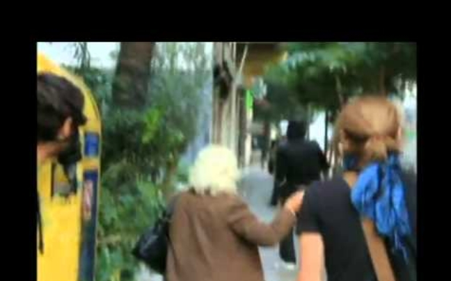 Η «ατρόμητη» κυρία που… λιθοβολεί τα ΜΑΤ