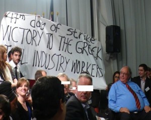 Παρέμβαση φοιτητών παρουσία του Θεόδωρου Πάγκαλου