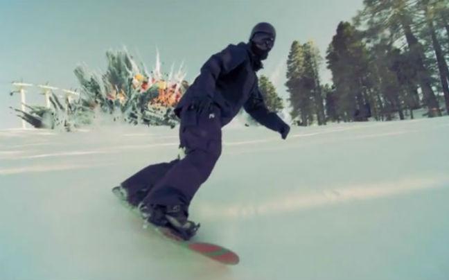Snowboard με φόντο εκρήξεις στο χιόνι