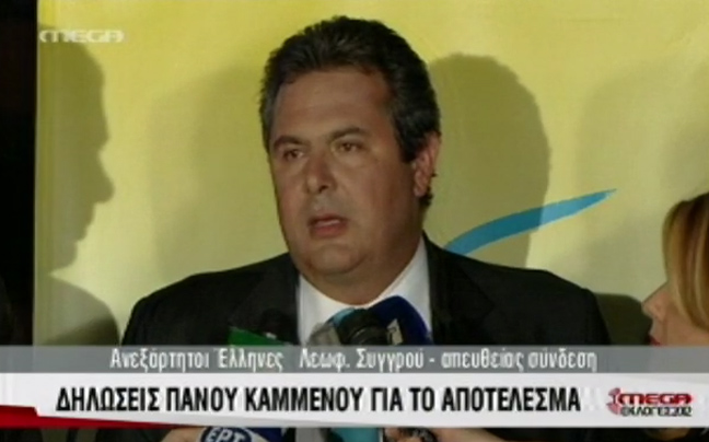 Καμμένος: «Πρέπει να σχηματιστεί κυβέρνηση εθνικού σκοπού»