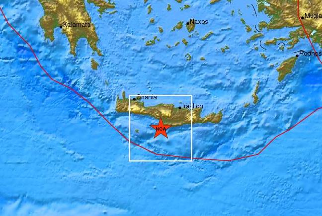 Δύο σεισμικές δονήσεις νότια του Ηρακλείου