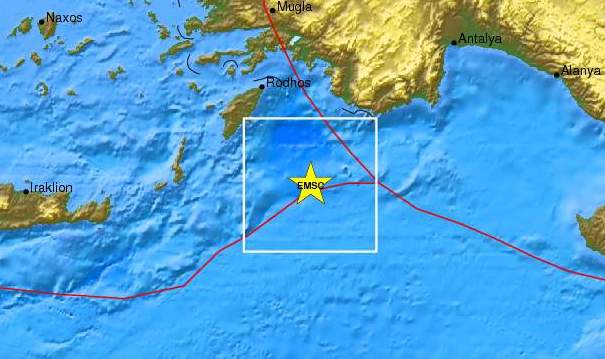 Ισχυρός σεισμός νότια της Ρόδου
