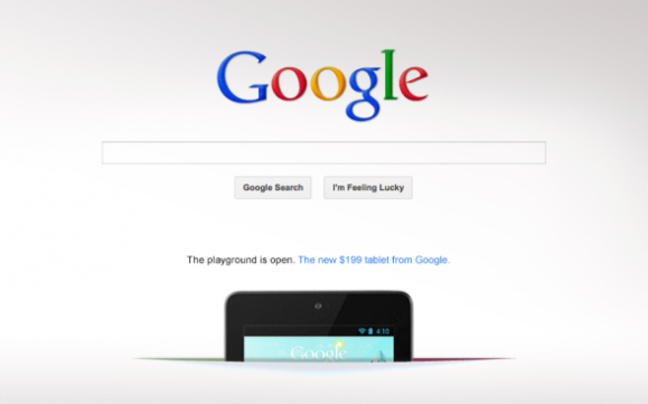 H Google διαφημίζει το tablet της στην κεντρική της σελίδα