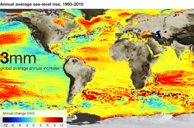 Δορυφορικός χάρτης παρακολουθεί τη στάθμη των θαλασσών