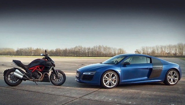 Μυώδης Ducati Diavel τα βάζει με θηριώδες Audi