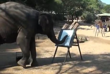 O ελέφαντας που ζωγραφίζει τον εαυτό του