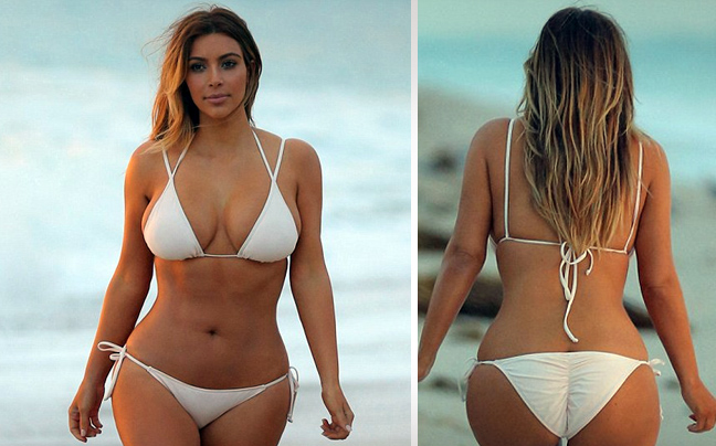 Η Kim Kardashian με λευκό μπικίνι στην παραλία του Μαϊάμι