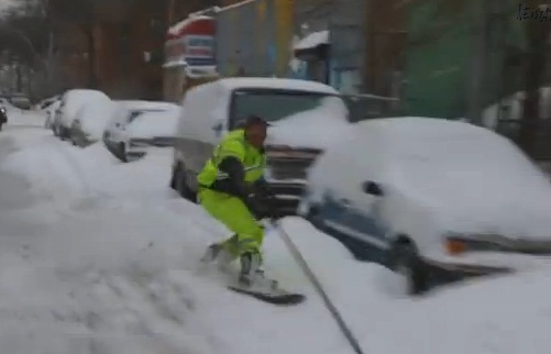 Snowboard στο κέντρο της Νέας Υόρκης