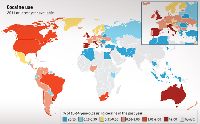 Ο παγκόσμιος χάρτης χρήσης&#8230; κοκαΐνης