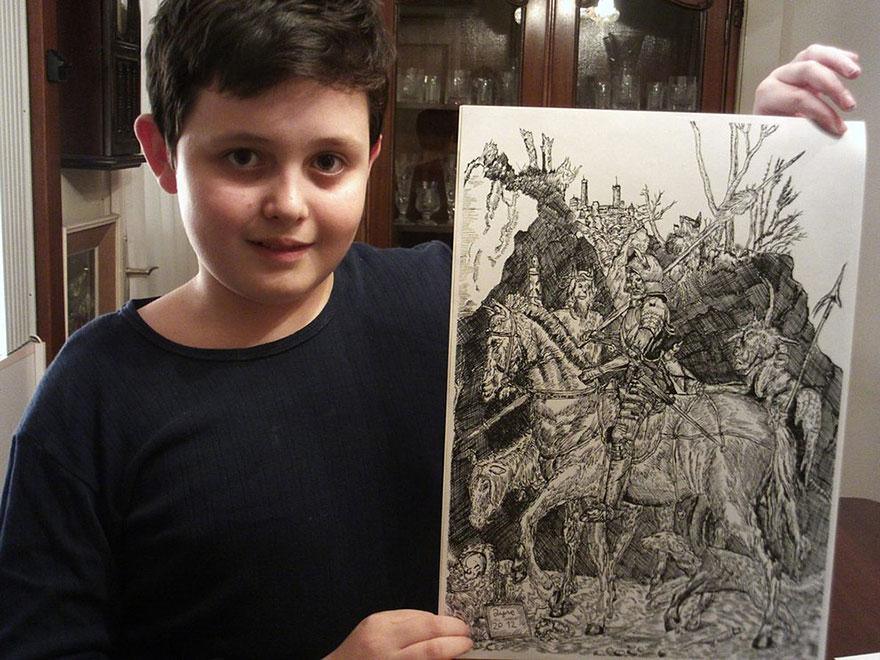 Ο 11χρονος που εντυπωσιάζει με τη ζωγραφική του