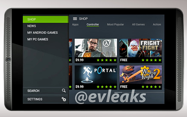 Η εμπρός όψη του gaming tablet της Nvidia