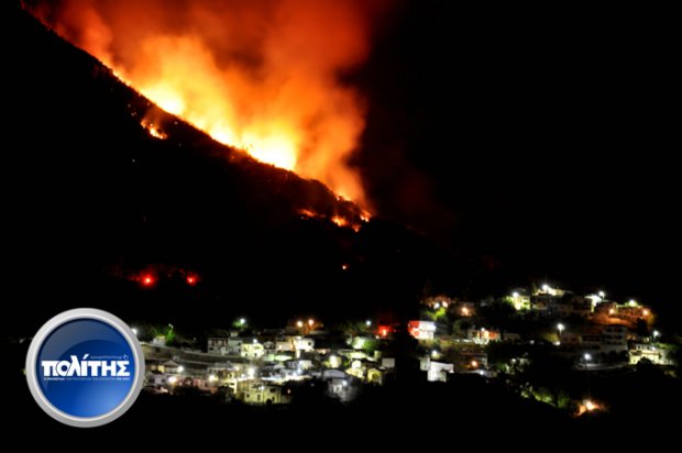 Ολονύκτια μάχη με τις φλόγες στη Χίο
