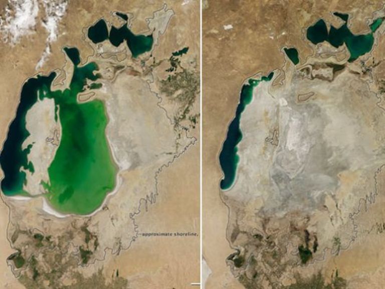 Πώς συρρικνώθηκε μια από τις μεγαλύτερες λίμνες του κόσμου
