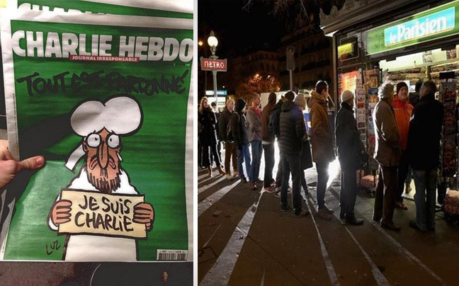 Ουρές από τα ξημερώματα για το νέο φύλλο της Charlie Hebdo