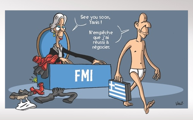 Ο Βαρουφάκης αποχωρεί… γυμνός από το γραφείο της Λαγκάρντ
