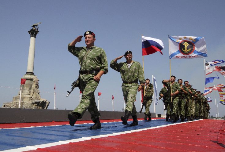 Russian servicemen march during celebrations for Navy Day in the Black Sea port of Sevastopol Russian servicemen march during celebrations for Navy Day in the Black Sea port of Sevastopol
