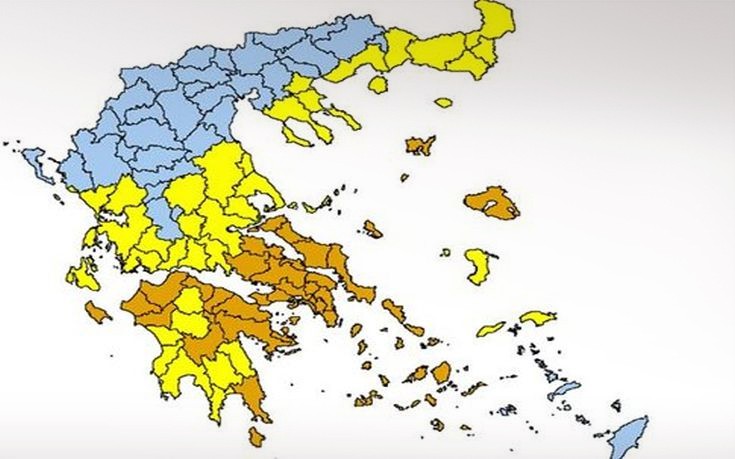 Πολύ υψηλός και σήμερα ο κίνδυνος πυρκαγιάς σε μεγάλο μέρος της χώρας