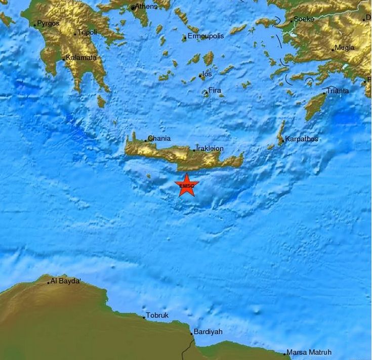 Σεισμός 3,9 Ρίχτερ νότια της Κρήτης