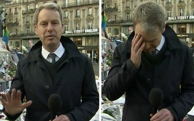 Δημοσιογράφος καταρρέει από τη συγκίνηση κατά τη διάρκεια live του στο Παρίσι