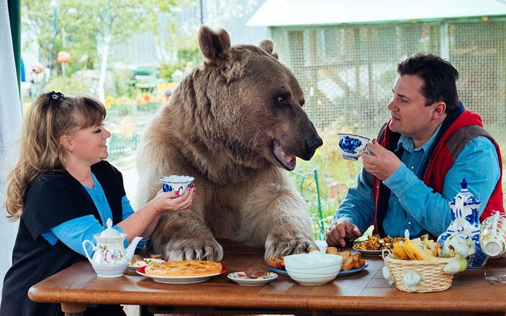 Ζευγάρι Ρώσων ζει εδώ και 23 χρόνια με μια αρκούδα