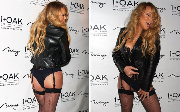 Με ζαρτιέρες και διχτυωτό καλσόν σε βραδινή έξοδο η Mariah Carey