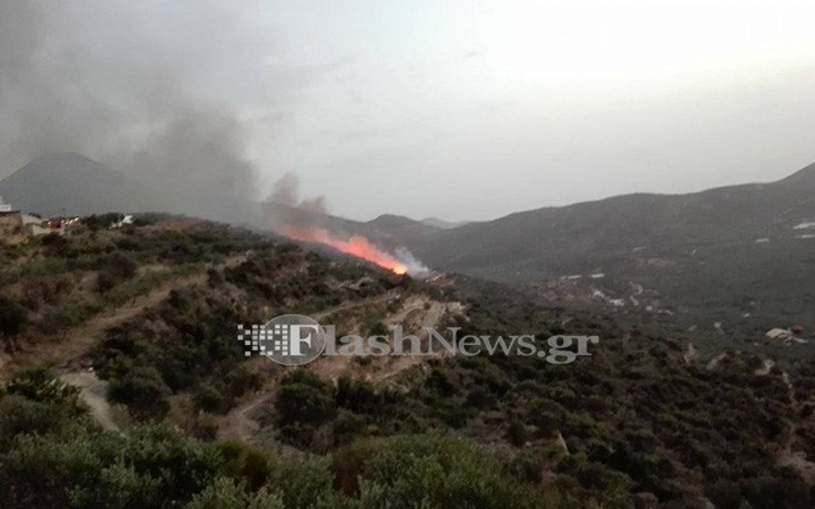 Υπό μερικό έλεγχο η φωτιά στην Κρήτη