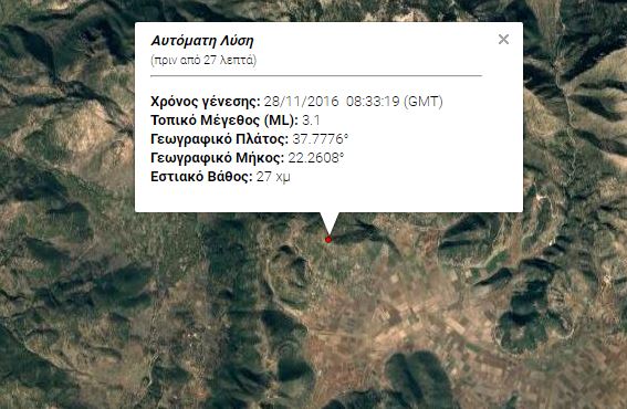 Σεισμός 3,1 Ρίχτερ στην Αρκαδία
