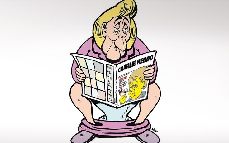 Η Μέρκελ διαβάζει Charlie Hebdo στην τουαλέτα