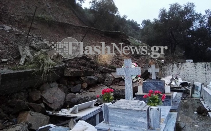 Καταστράφηκαν τάφοι στα Χανιά εξαιτίας της κακοκαιρίας
