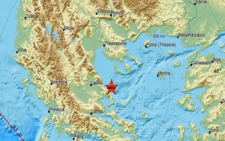 Σεισμός 4,3 Ρίχτερ βορειοδυτικά του Πηλίου