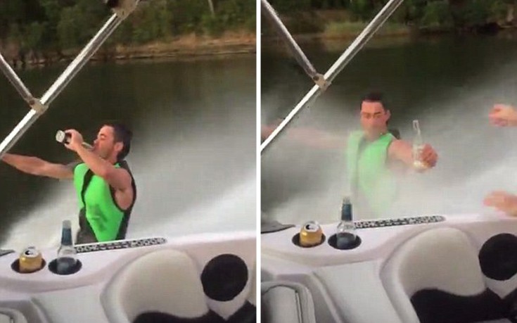 Αυτά παθαίνεις αν θέλεις μπύρα την ώρα που κάνεις θαλάσσιο σκι