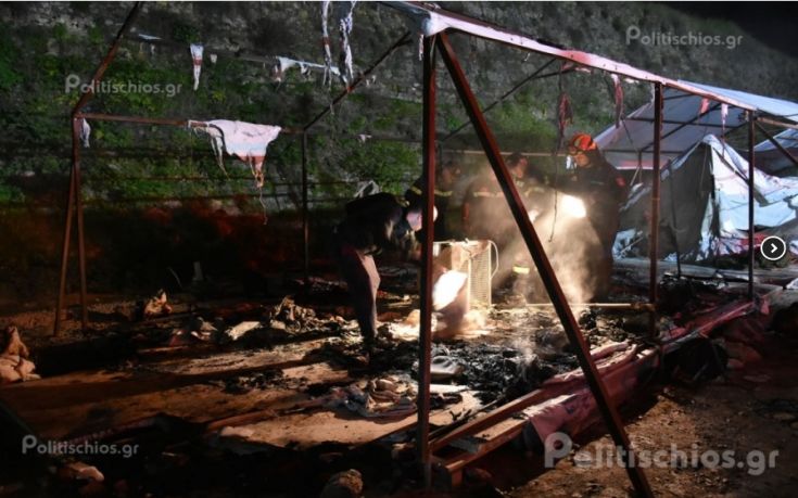 Κάηκε καταυλισμός προσφύγων στη Σούδα