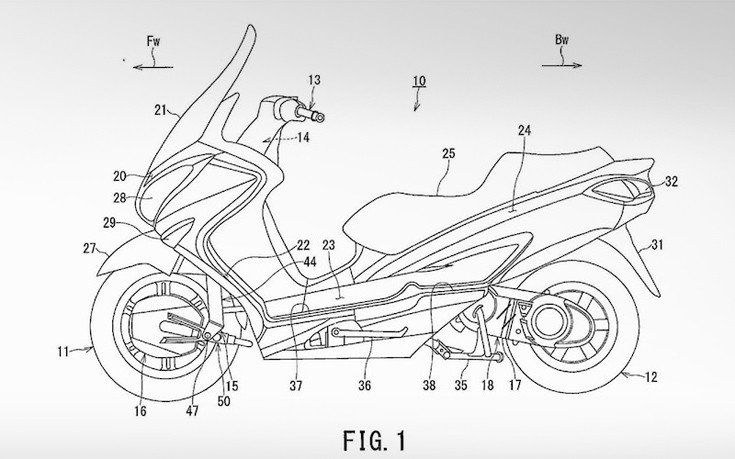 Η Suzuki εξελίσσει και πατεντάρει ένα υβριδικό δικίνητο σκούτερ