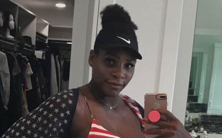 Η εγκυμονούσα Serena Williams ποζάρει με το πιο πατριωτικό μαγιό
