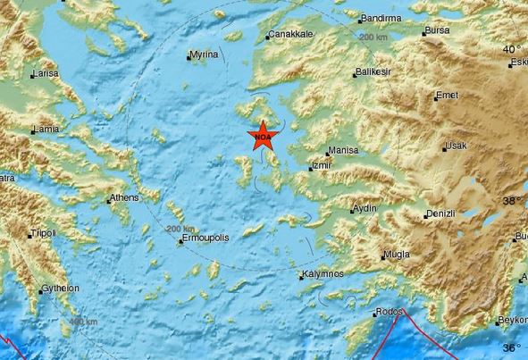 Ισχυρός σεισμός ανοιχτά της Μυτιλήνης