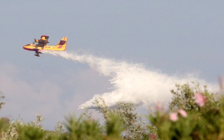 Τρία πυροσβεστικά αεροπλάνα επιχειρούν στην κατάσβεση της πυρκαγιάς στην Ηλεία