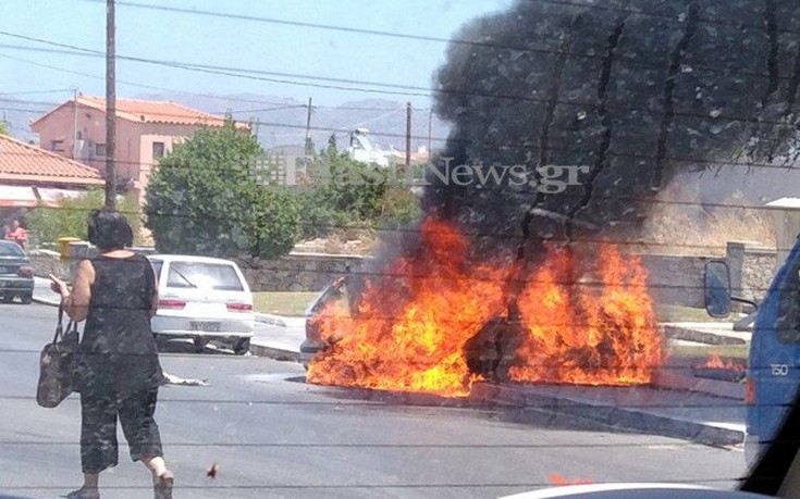 Μπουρλότο έγινε αυτοκίνητο στα Χανιά