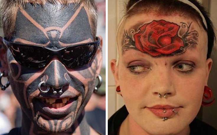 Ακραία τατουάζ στο πρόσωπο