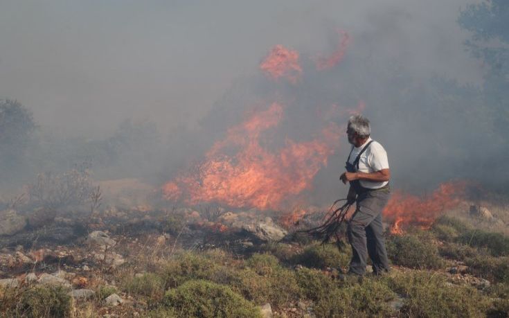 Οι πυροσβέστες κατάφεραν και «κράτησαν» το μέτωπο της φωτιάς προς Εθνική Οδό