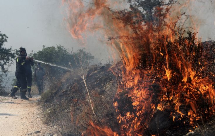 Στο Μικροχώρι συνεχίζεται η μάχη με τις φλόγες στην Αττική