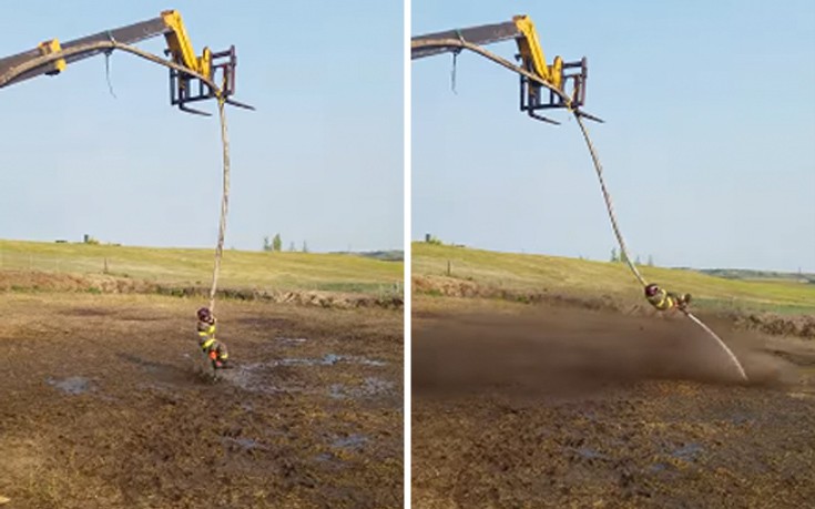 Πυροσβέστης κάνει&#8230; ροντέο με τη μάνικα του νερού