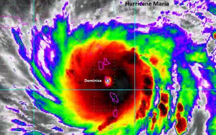 Με ανέμους 215 χιλιομέτρων την ώρα σάρωσε το νησάκι Δομίνικα ο τυφώνας Μαρία