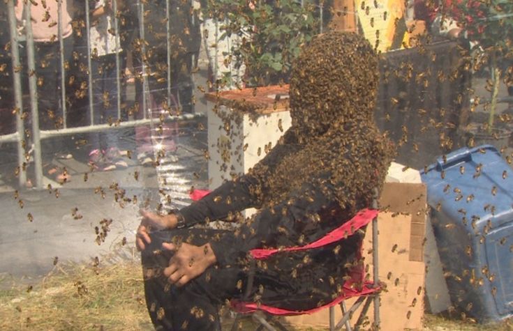 Ο άνθρωπος που δεν φοβάται τις μέλισσες και το έδειξε καταρρίπτοντας ένα ρεκόρ