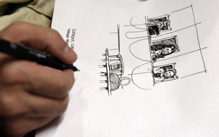 Ï óêéôóïãñÜöïò ÊÜñëïò Ëáôïýö óêéôóÜñåé ôçí äßêç ôçò "×ñõóÞò ÁõãÞò" óôçí áßèïõóá ôïõ Åöåôåßïõ Áèçíþí ôçí ÄåõôÝñá 2 Ïêôùâñßïõ 2017. (EUROKINISSI/ÔÁÔÉÁÍÁ ÌÐÏËÁÑÇ) Ï óêéôóïãñÜöïò ÊÜñëïò Ëáôïýö óêéôóÜñåé ôçí äßêç ôçò "×ñõóÞò ÁõãÞò" óôçí áßèïõóá ôïõ Åöåôåßïõ Áèçíþí ôçí ÄåõôÝñá 2 Ïêôùâñßïõ 2017. (EUROKINISSI/ÔÁÔÉÁÍÁ ÌÐÏËÁÑÇ)