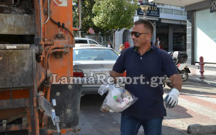 Ξανά στο σκουπιδιάρικο μετά τη σύλληψή του ο αντιδήμαρχος στη Λαμία