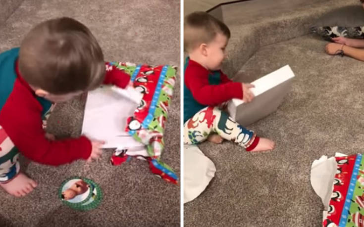 Δίχρονος ενθουσιάζεται με το πιο απλό χριστουγεννιάτικο δώρο