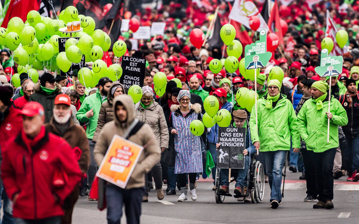 Στους δρόμους για τα δικαιώματά τους οι εργαζόμενοι στο Βέλγιο